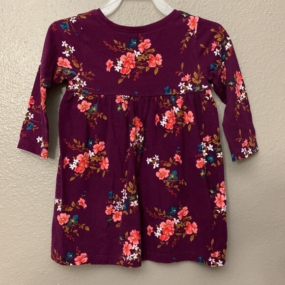 Old Navy baby maroon floral dress size 12-18 baby doll cut - Picture 3 of 5